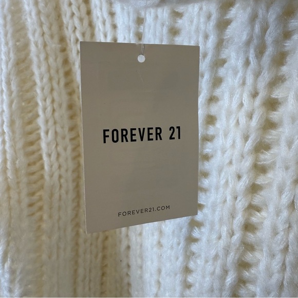 New! Forever 21 Chunky Knit Cowl Neck Sweater Winter White Women’s Size Large - Picture 8 of 9